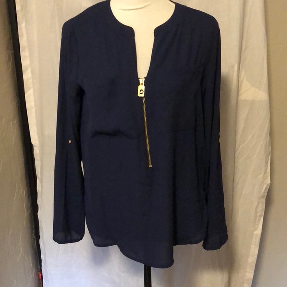 MK Sheer V-Neck Blouse - Picture 1 of 10